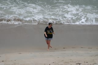 Lindsay about to be attacked by a Shark