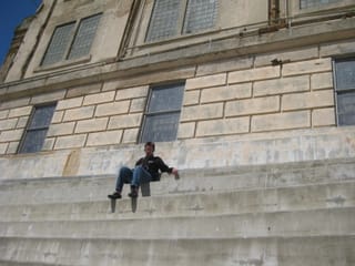 Chris on the steps of the Alcatraz Yard