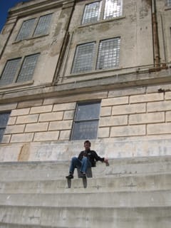 Chris on the steps of the Alcatraz Yard