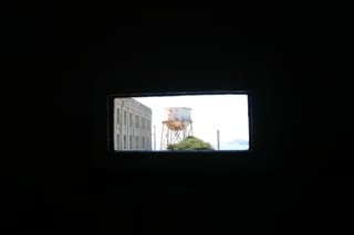Alcatraz water tower through the slot