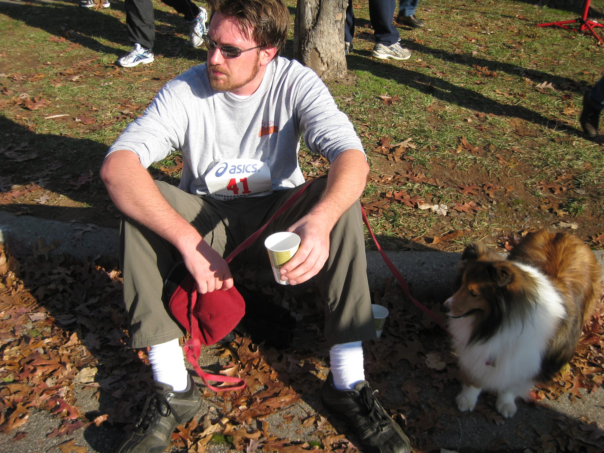 Chris relaxing after running 5K