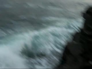 Pacific Ocean - sunset and waves on the rocks