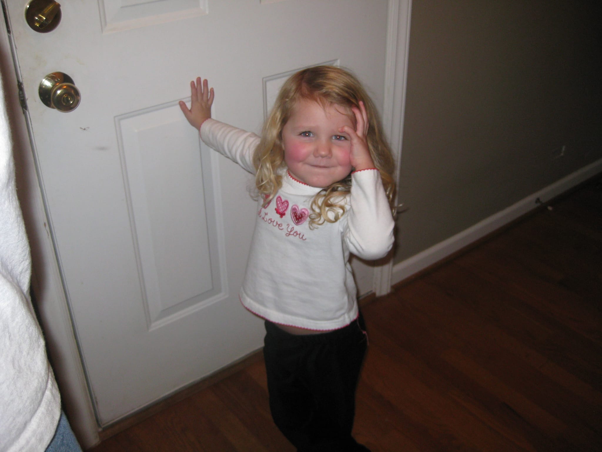 Caroline guards the front door