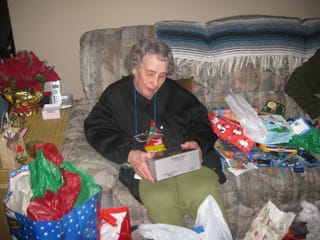 Grandmama opening gifts