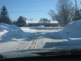 The driveway to exit dad's apartments