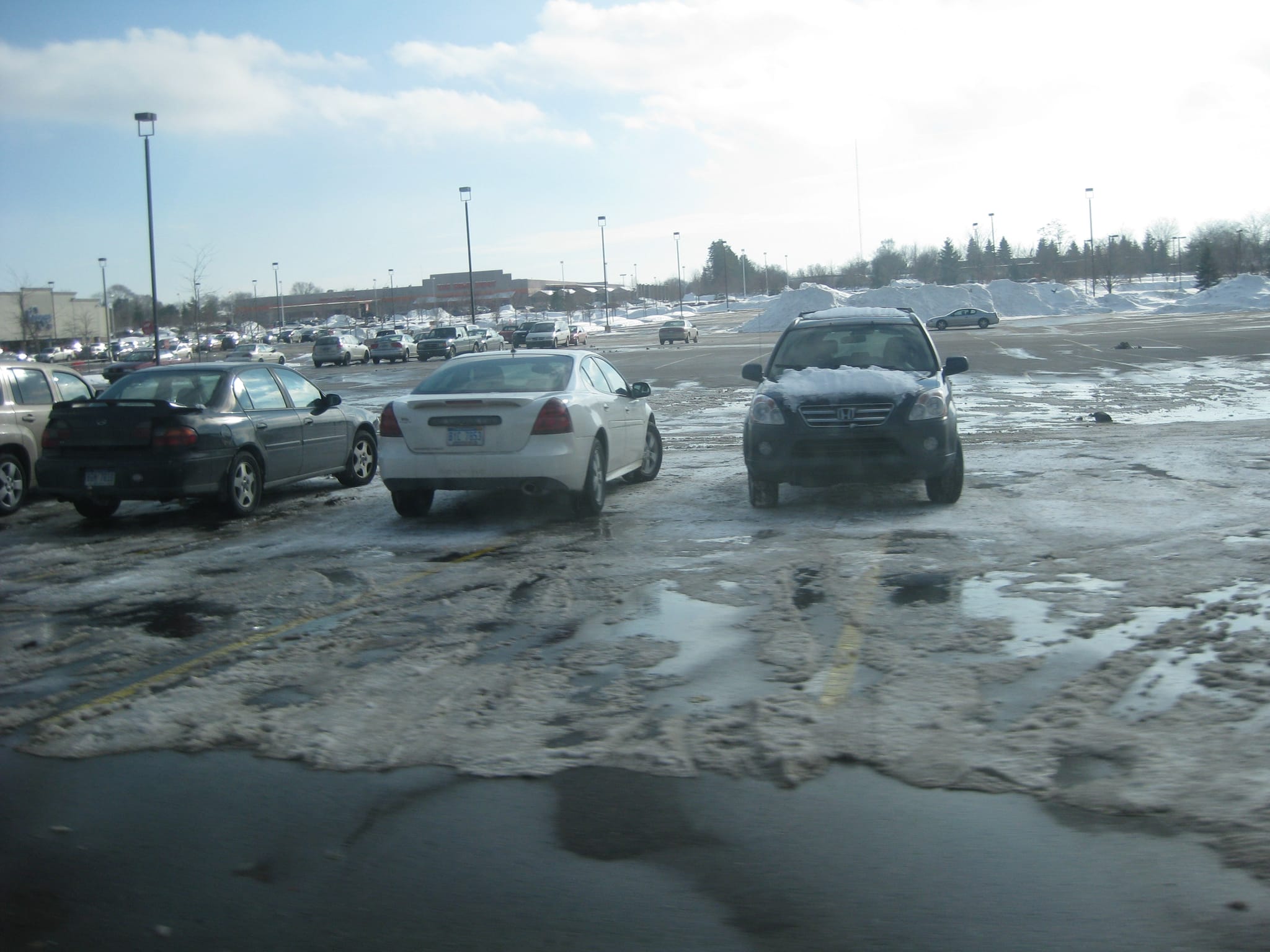 Parking lot snow piles