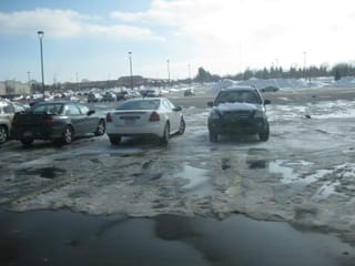Parking lot snow piles