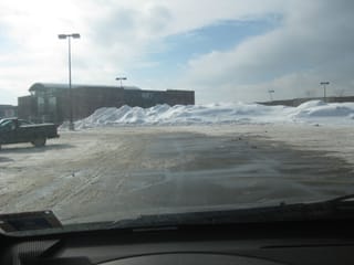 Snow piles at the Mall