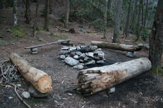 Gathering around a firepit - Linville Gorge