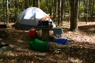 Passed out by the tent