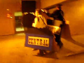 Entering the building