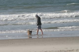 Roxy and Chris on Bear Island beach