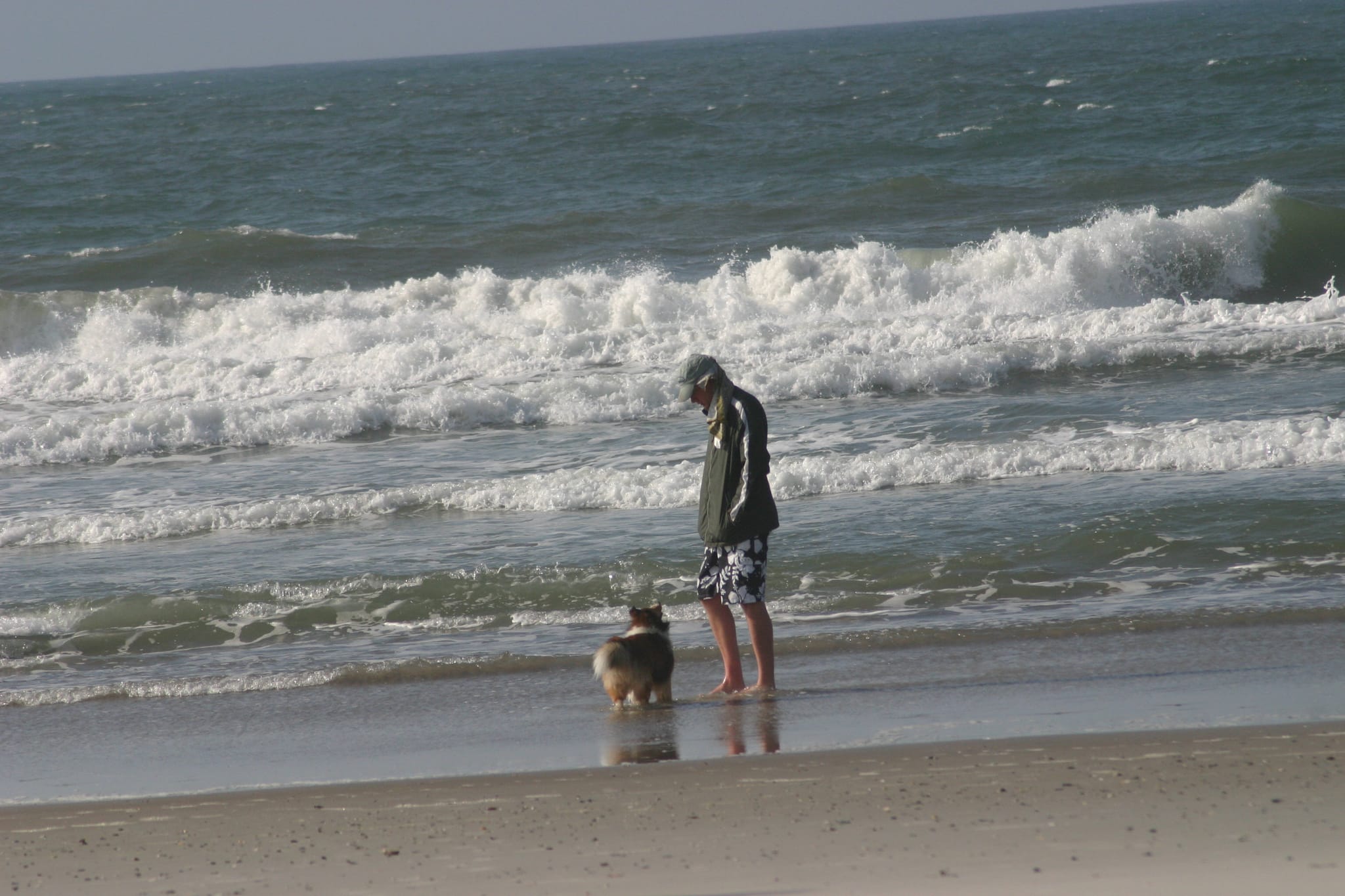 Hanging out with Roxy on the shore at Bear Island
