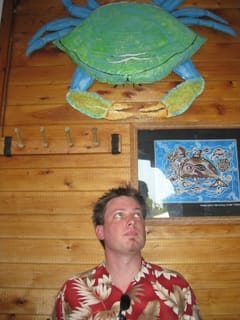 Chris pondering his impending attack by the wall crab
