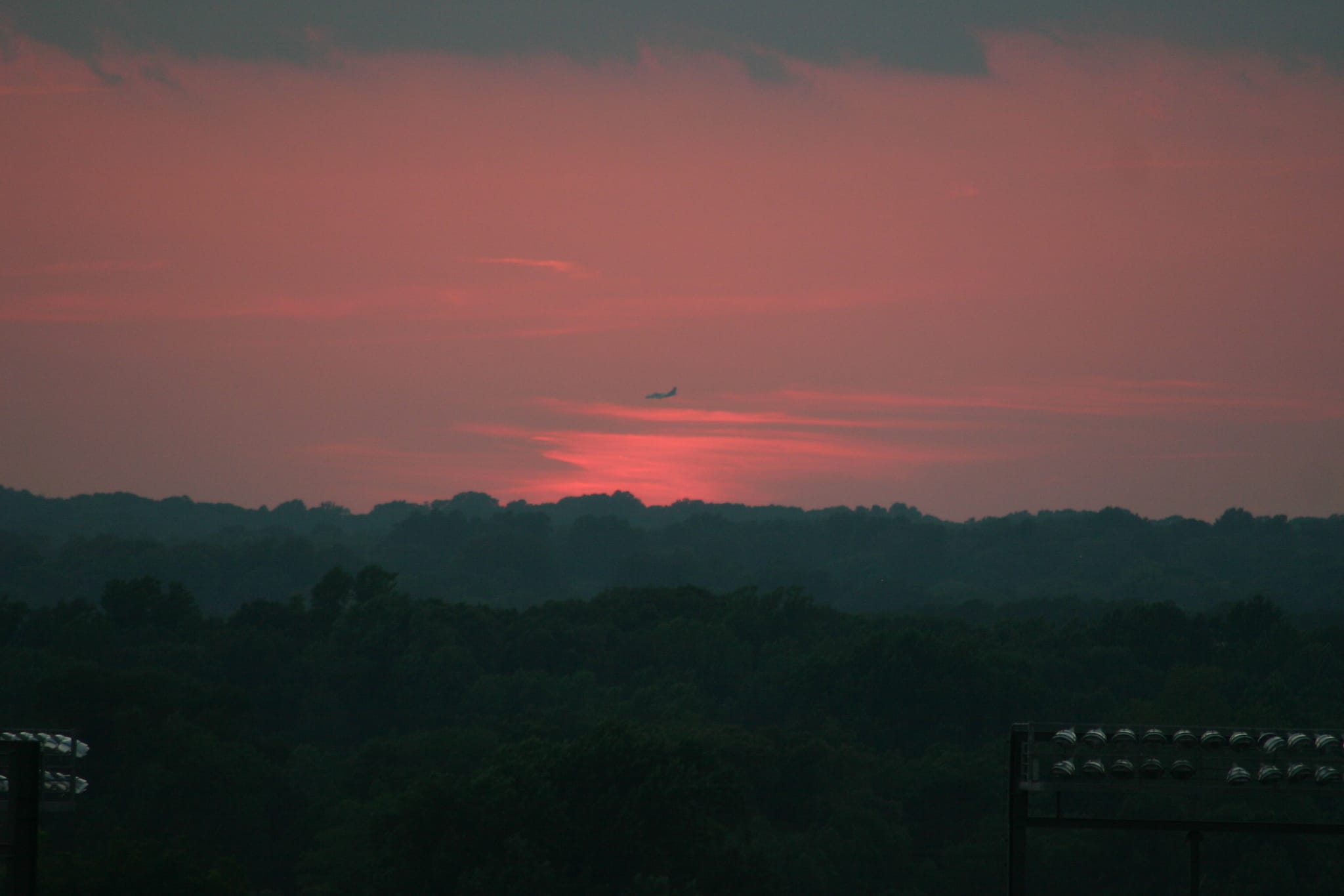 Greensboro Sunset with plane