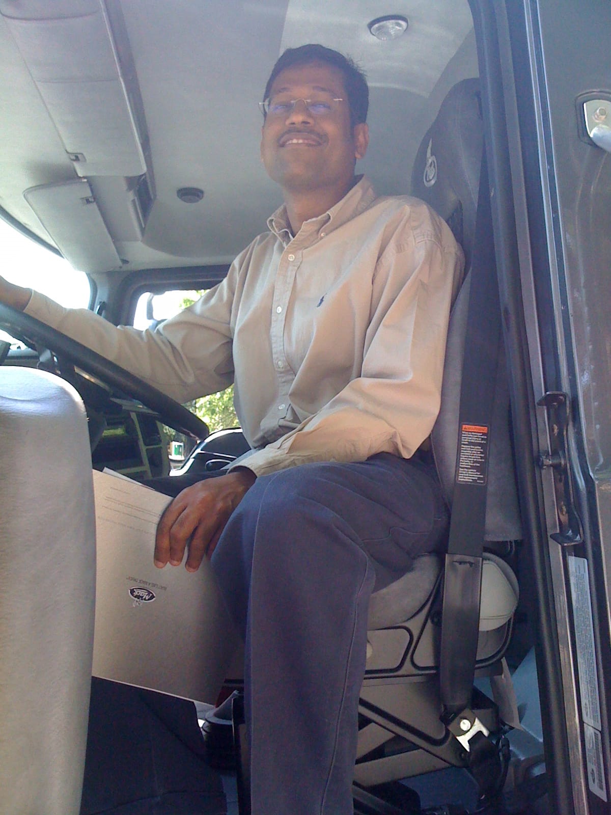 Govind at the wheel of a Truck!