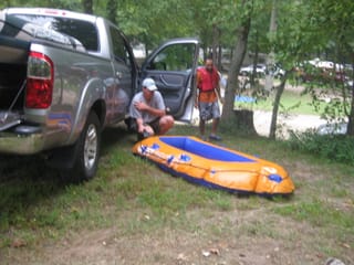 Inflating the rafts - Hot Springs, NC