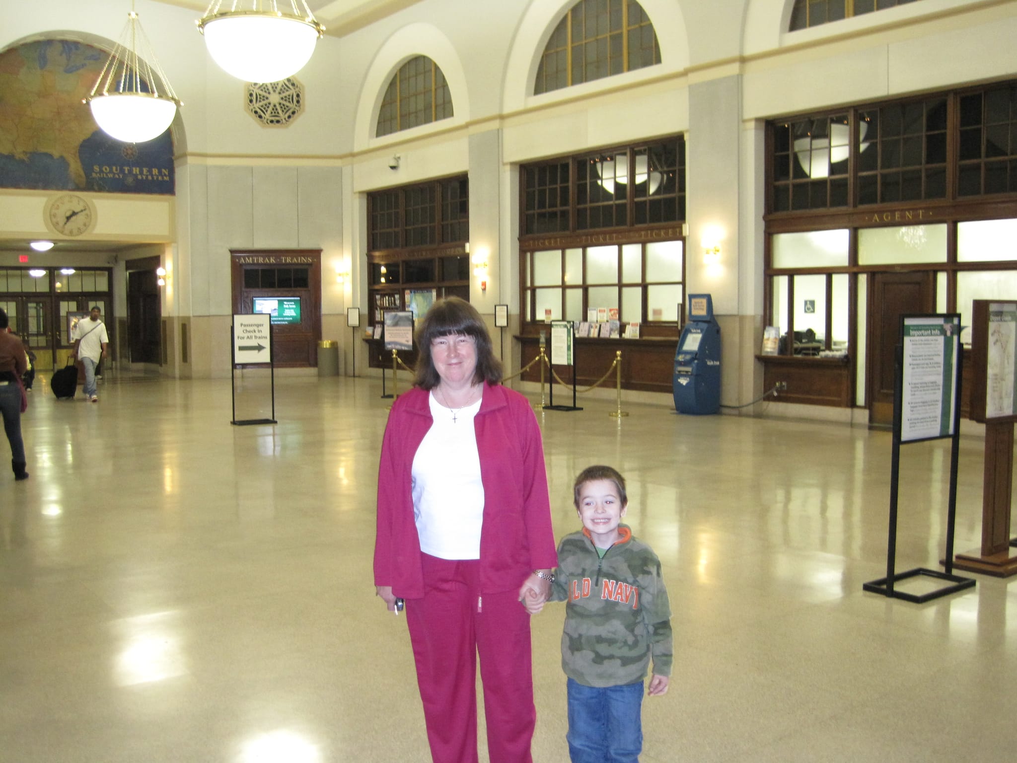 Mom & William at the Greensboro Depot