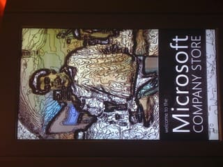 Chris at the Microsoft Store entrance photo gadget