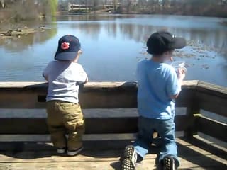 Feeding the birds and making bird noises