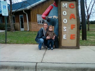 Moose Cafe for lunch, Bridget and Robert