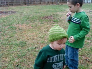 Robert and Will playing outside