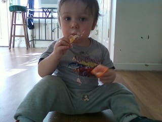 Mmmm... Robert likes yogurt.