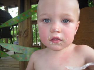 Robert wearing the cake