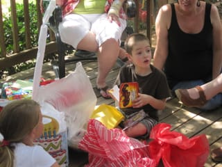 William reading the Iron Man card