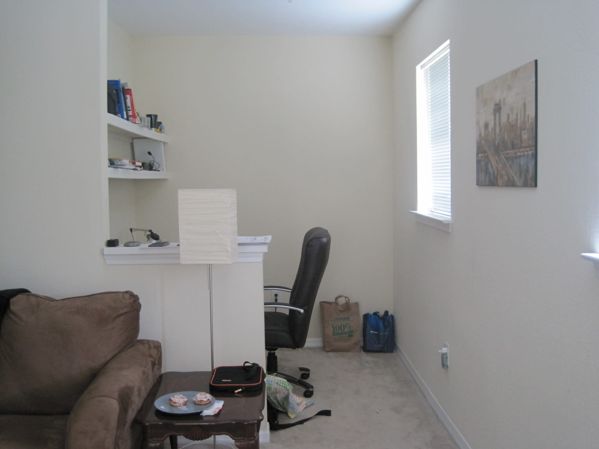 Desk area at the new apartment in Charlotte