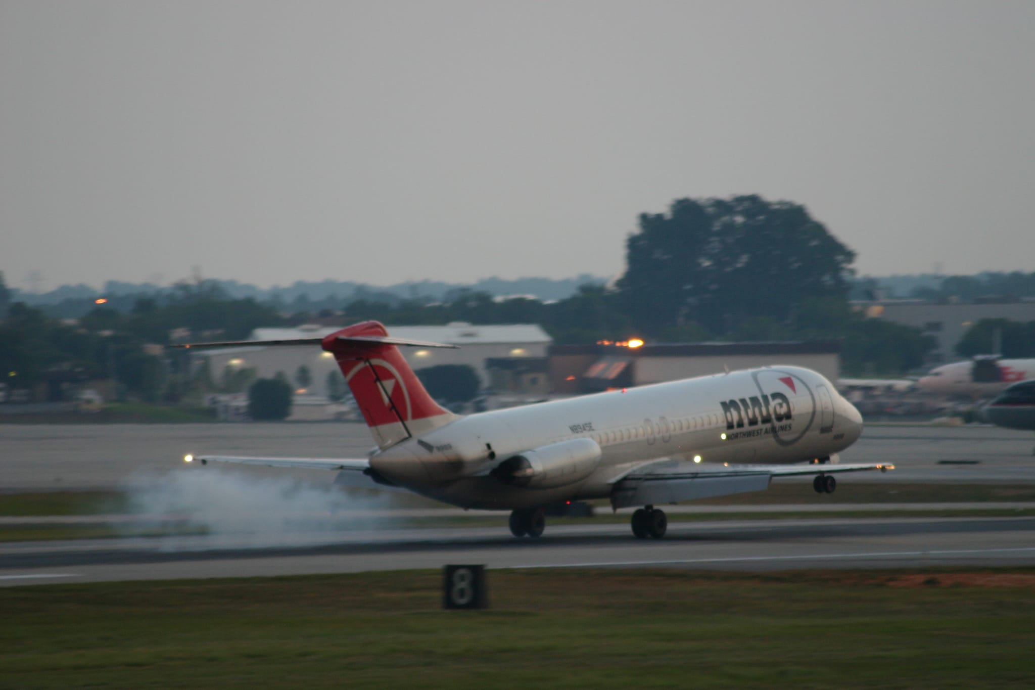 Northwest aircraft landing at Charlotte International