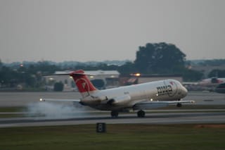 Northwest aircraft landing at Charlotte International
