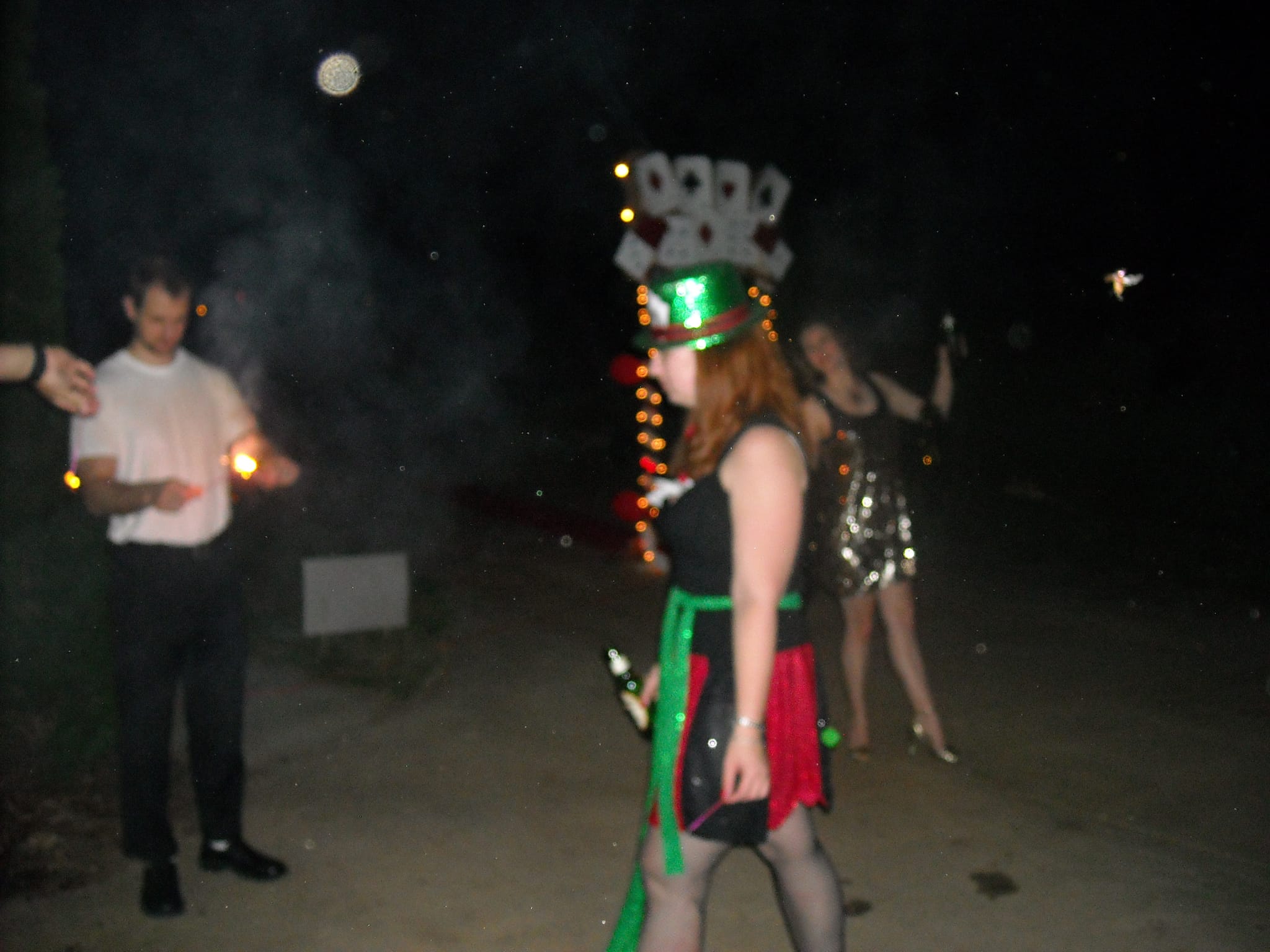 Lucas, Brittany, Bridget & sparklers - Chris's 29th Birthday Party