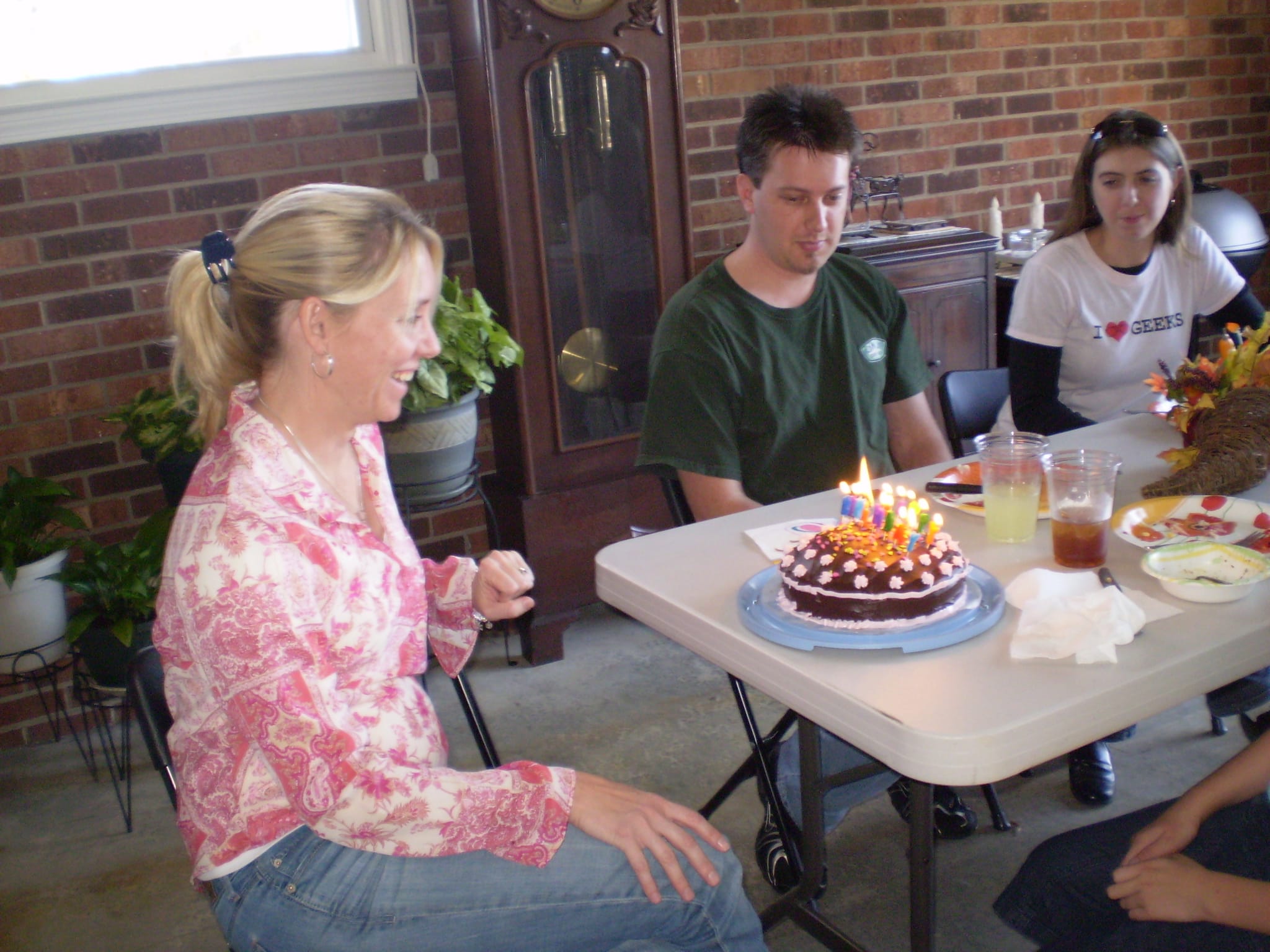 Mary's Birthday cake - Mary, Chris, Lauren's arms