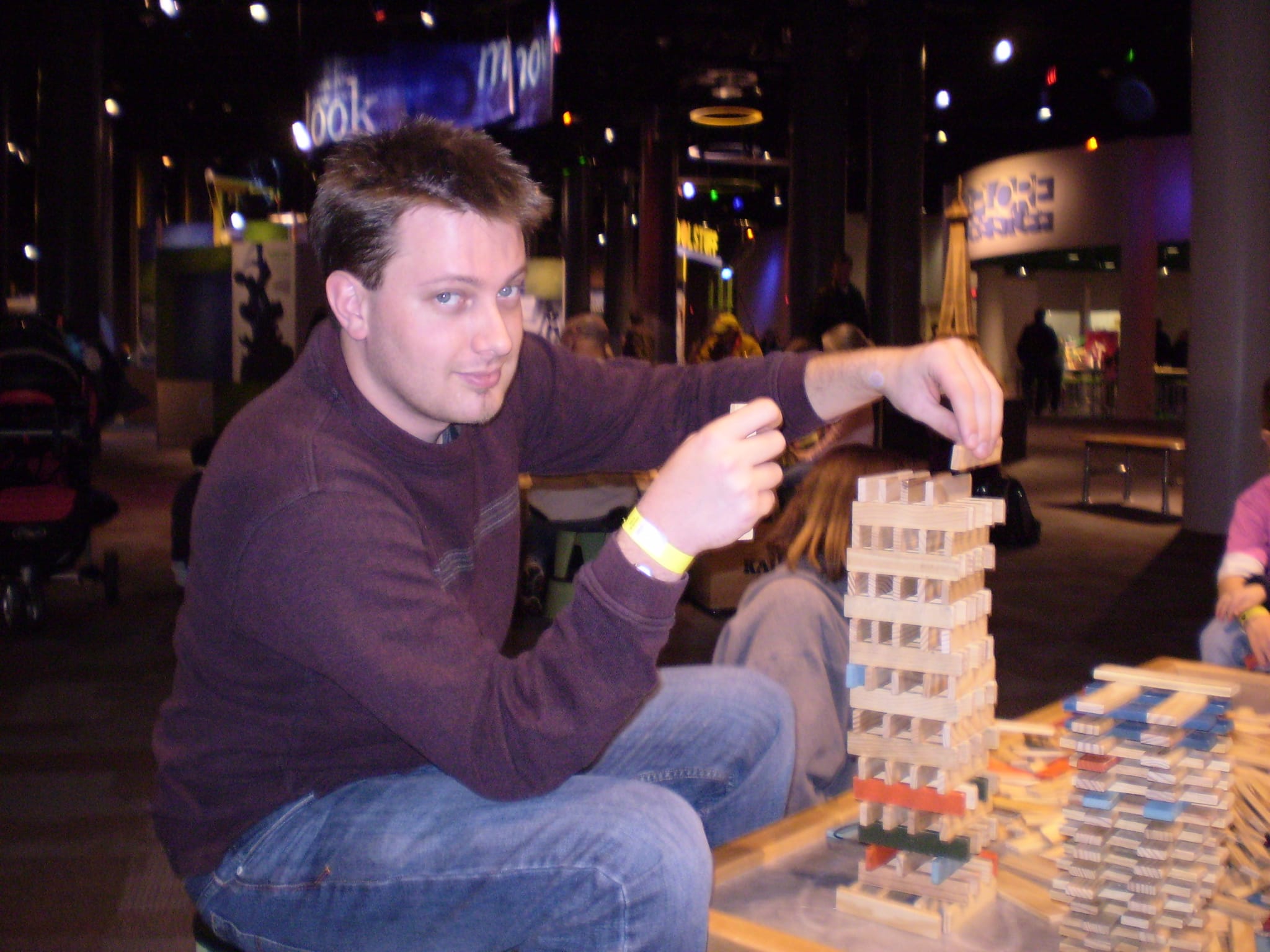 Chris stacking some blocks