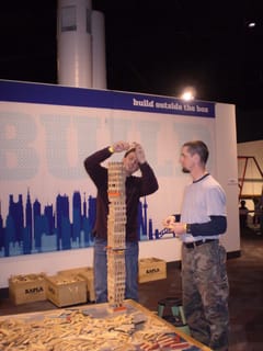 Chris & Jimmy build a tower out of blocks