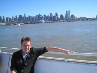 Chris on the Ferry to Manhattan Island - New York City