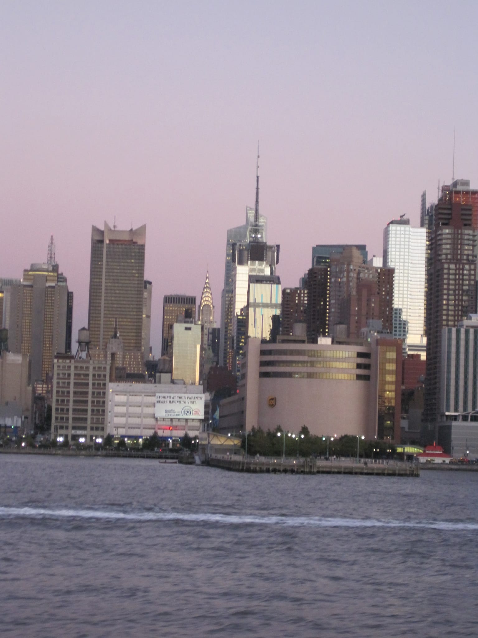 NYC Skyline from the ferry - Chrysler Building at center background