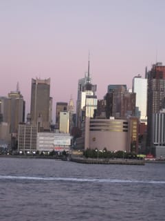 NYC Skyline from the ferry - Chrysler Building at center background