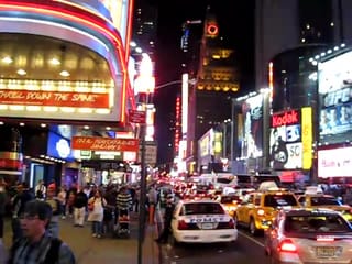 Nighttime view of Times Square, New York City