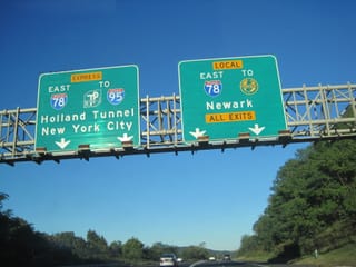 NYC to the left via the Holland Tunnel