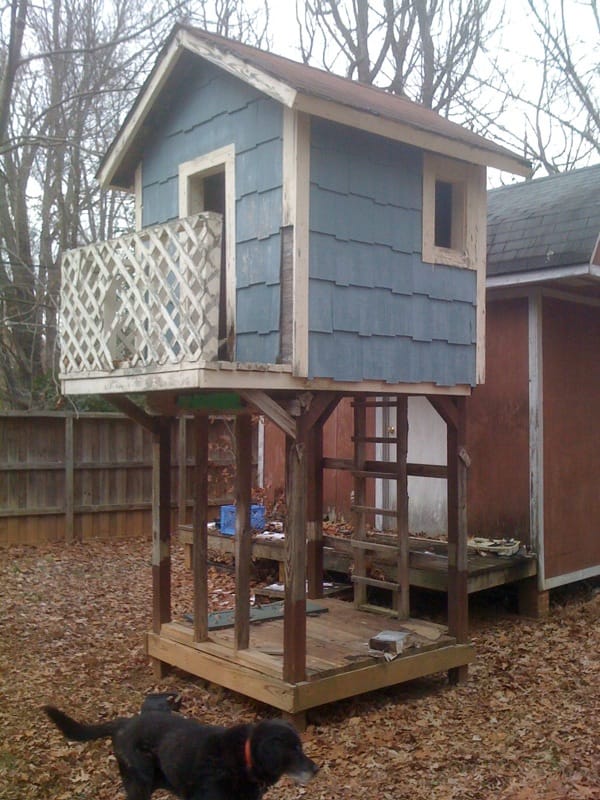 My playhouse when I was a kid.  Libby (our 16 y/o Lab) strolled into the shot too.