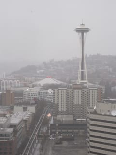 Space needle in the rain.  View from the Westin north tower.