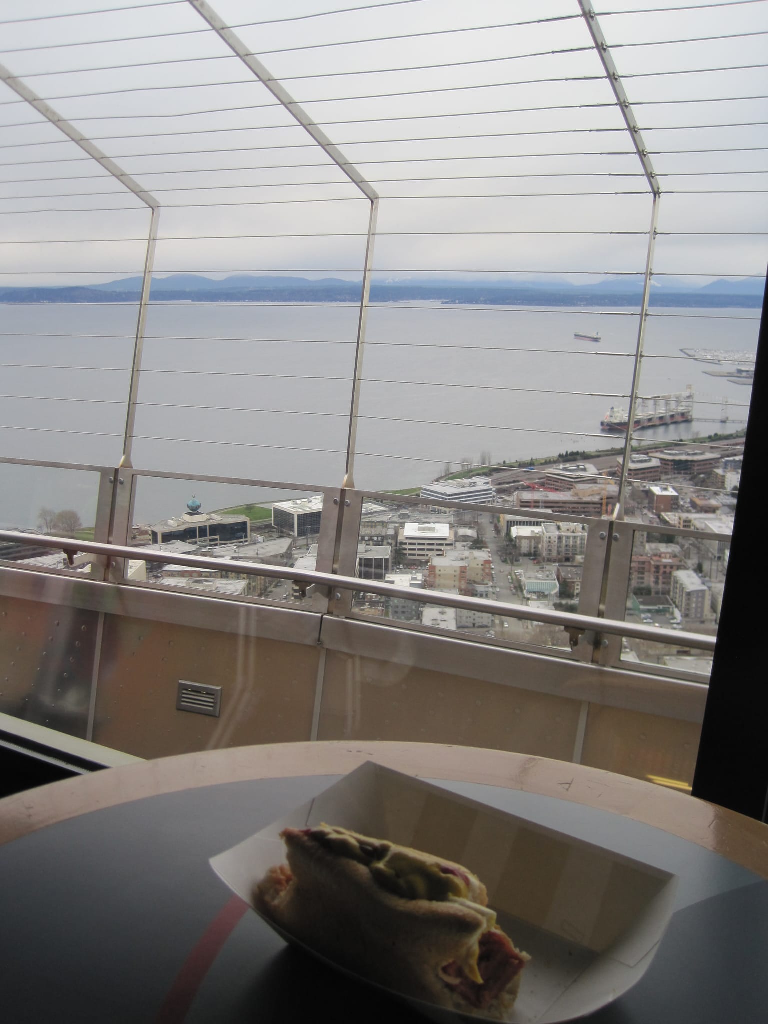 Hot dog lunch at the Space Needle