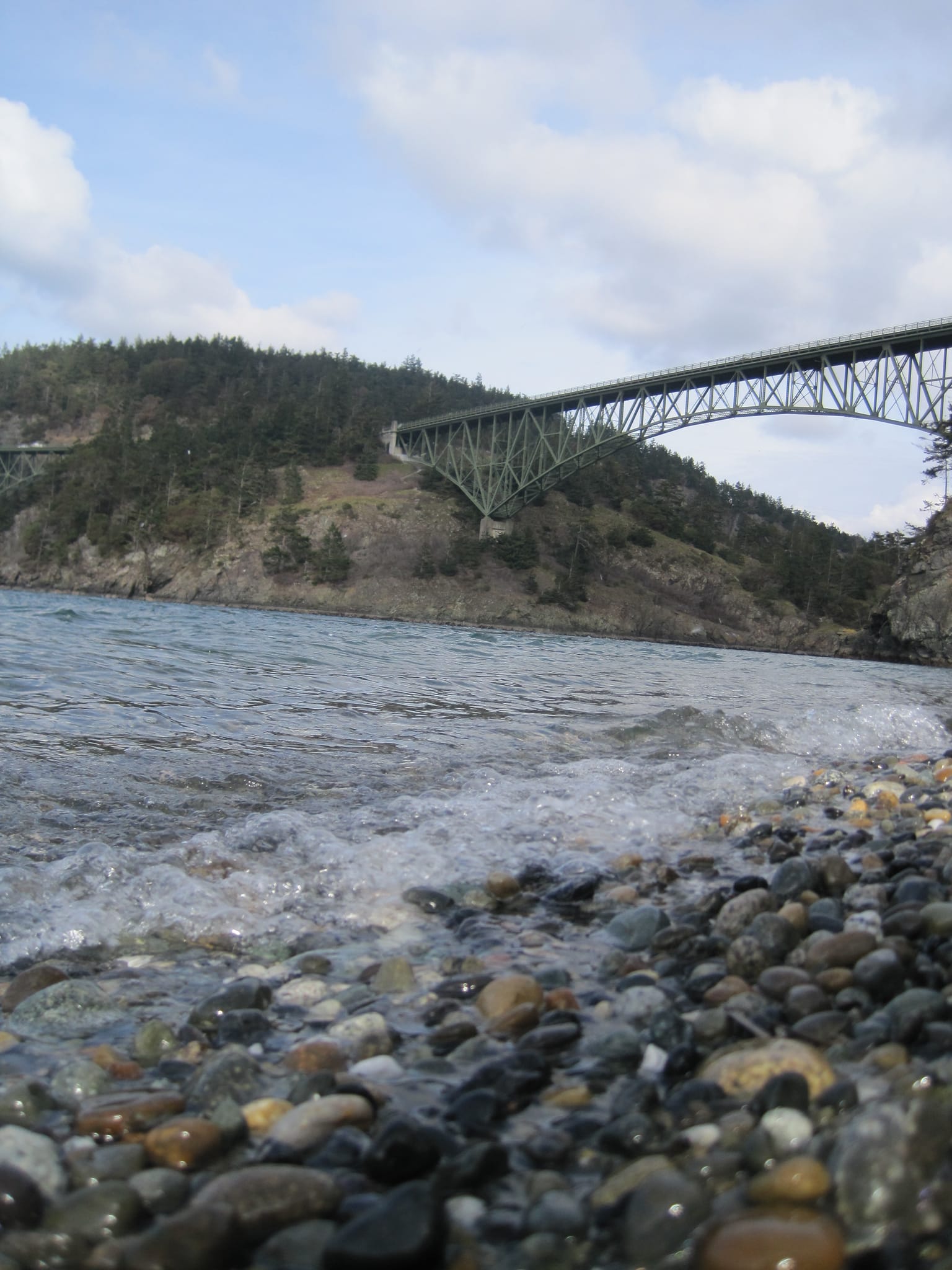 Deception Pass bridge with shore