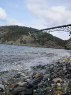 Deception Pass bridge with shore