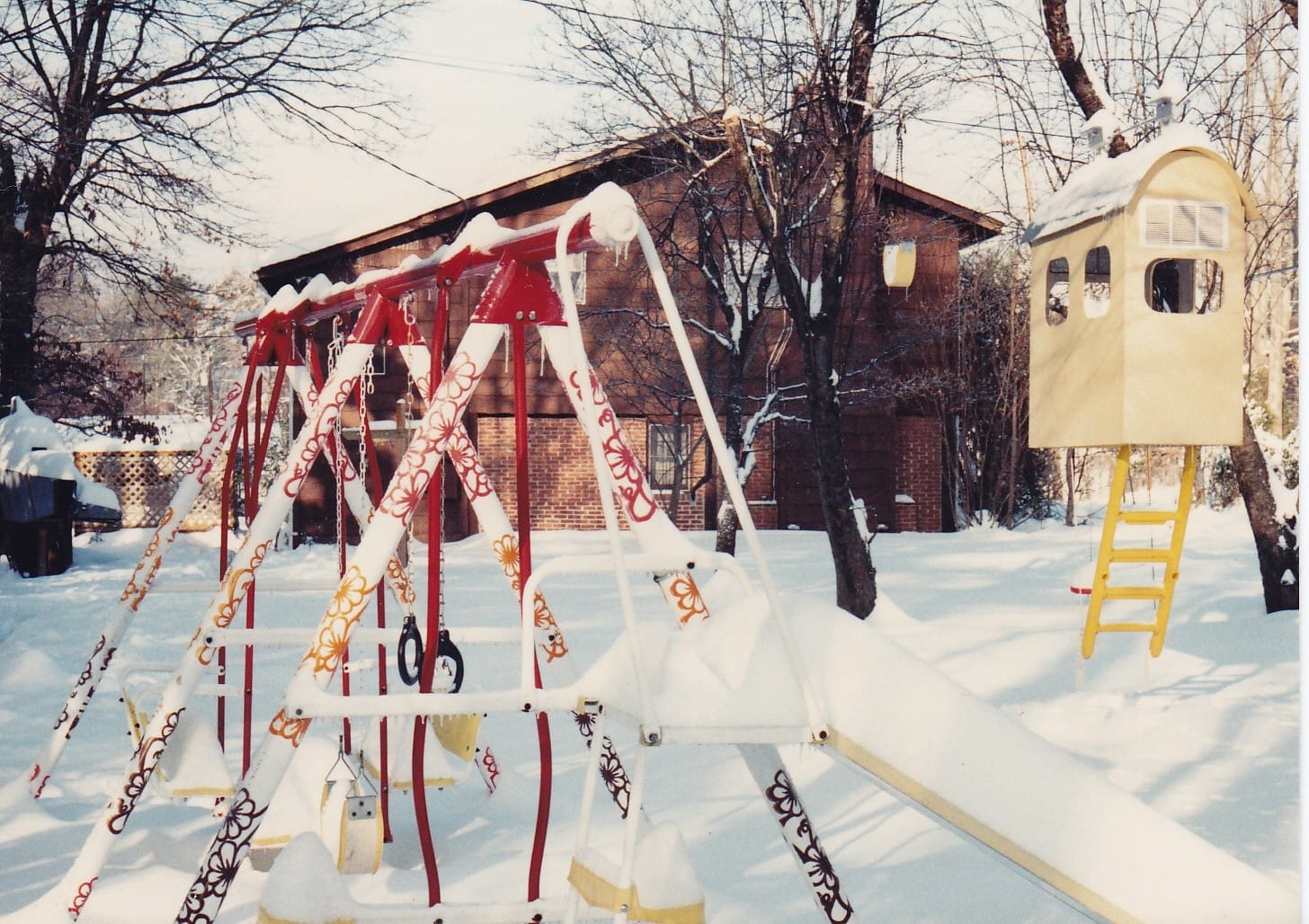 Swingset, space ship and sky trolley