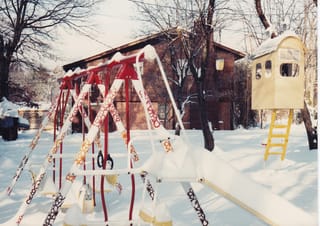 Swingset, space ship and sky trolley