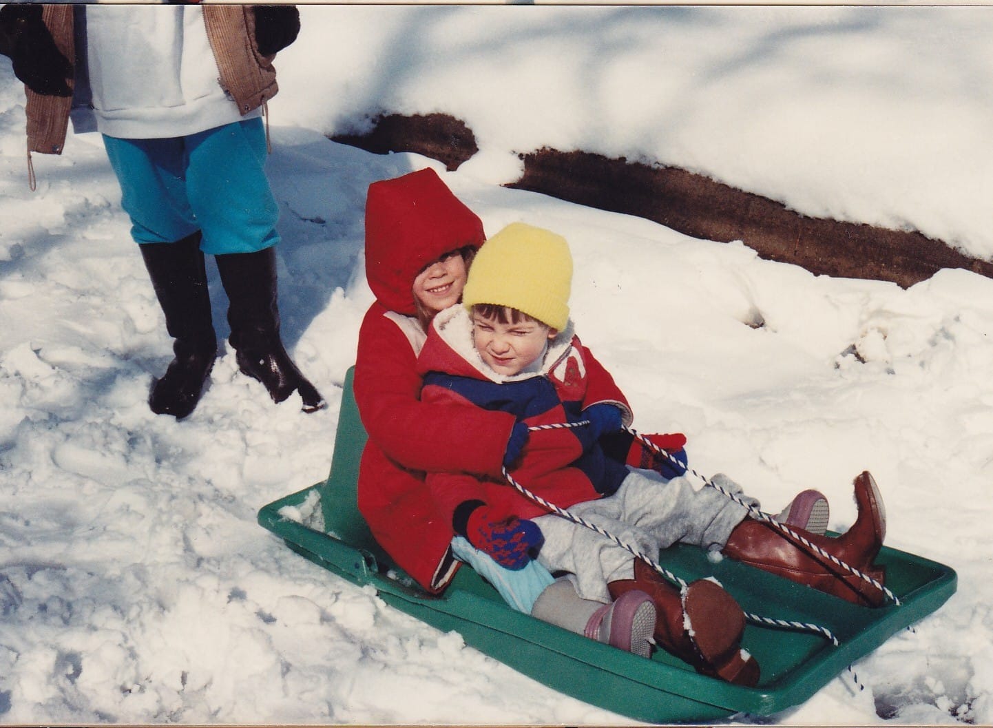 Marcy/Mindy sledding with Nick