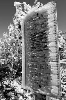 Hoarfrost on sign - Mt Mitchell - October 2, 2011